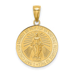 10K / 14K Yellow Gold Polished and Satin Miraculous Medal Charm - Product Photo