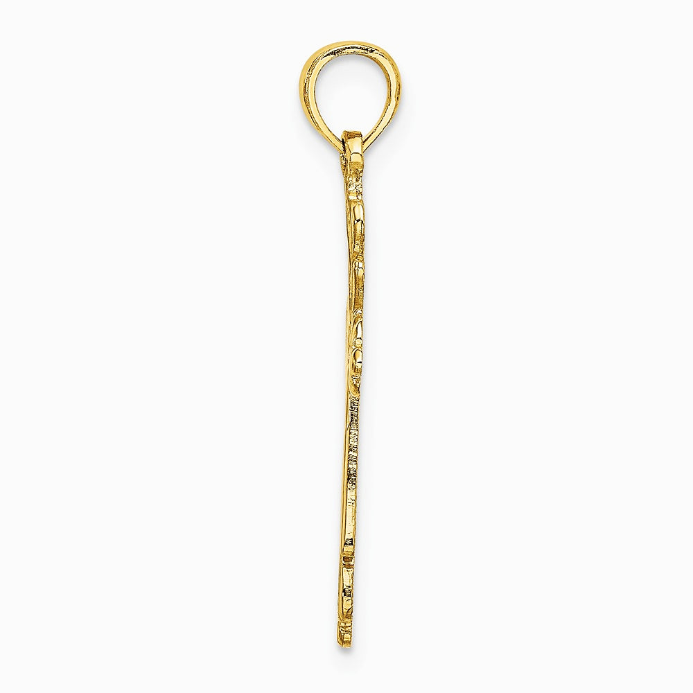 10K / 14K Yellow Gold Cross Cut-Out w/ Heart Ends Charm - Product Photo