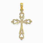 10K / 14K Yellow Gold Cross Cut-Out w/ Heart Ends Charm - Product Photo