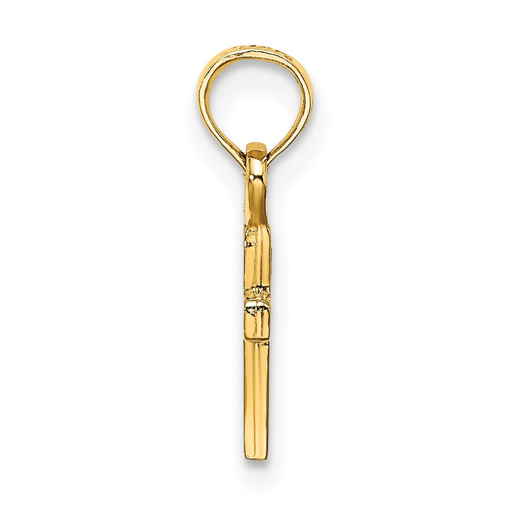 10K / 14K Yellow Gold Polished Mini Cross Charm - Product Photo