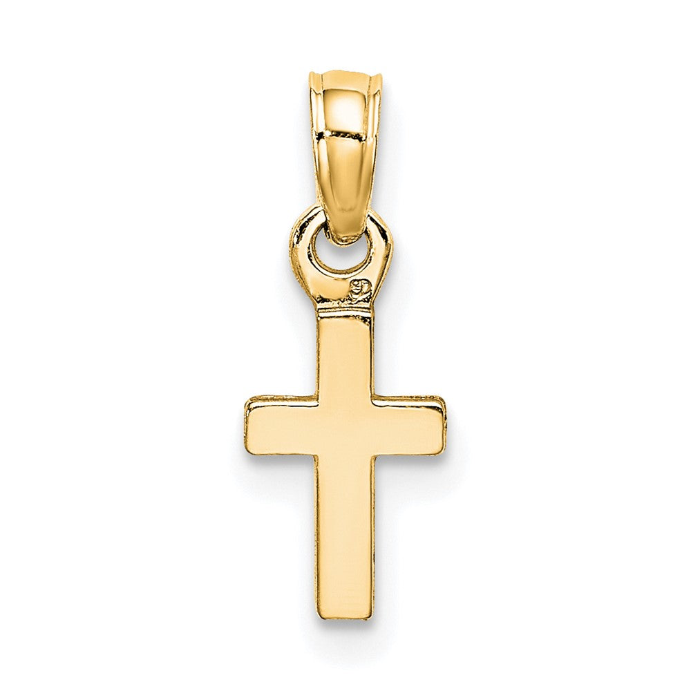 10K / 14K Yellow Gold Polished Mini Cross Charm - Product Photo