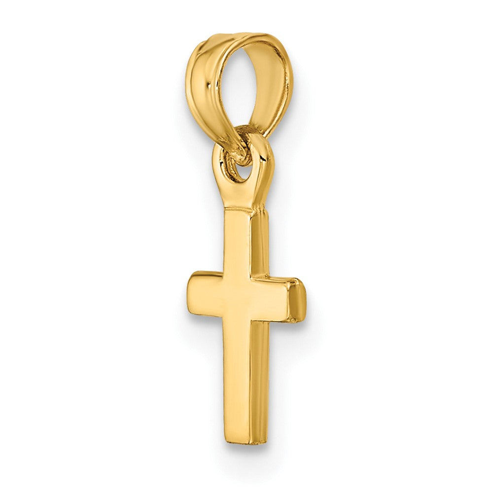 10K / 14K Yellow Gold Polished Mini Cross Charm - Product Photo