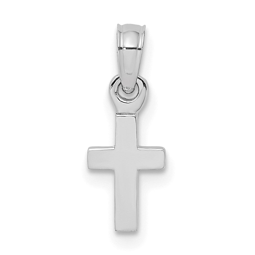 10K / 14K White Gold Polished Mini Cross Charm - Product Photo