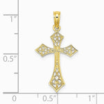 10K / 14K Yellow Gold Filigree Cross Charm - Product Photo