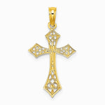 10K / 14K Yellow Gold Filigree Cross Charm - Product Photo