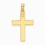 10K / 14K Yellow Gold Diamond-Cut Block Cross Charm - Product Photo