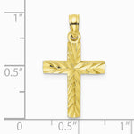 10K / 14K Yellow Gold Diamond-Cut Block Cross Charm - Product Photo