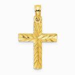10K / 14K Yellow Gold Diamond-Cut Block Cross Charm - Product Photo