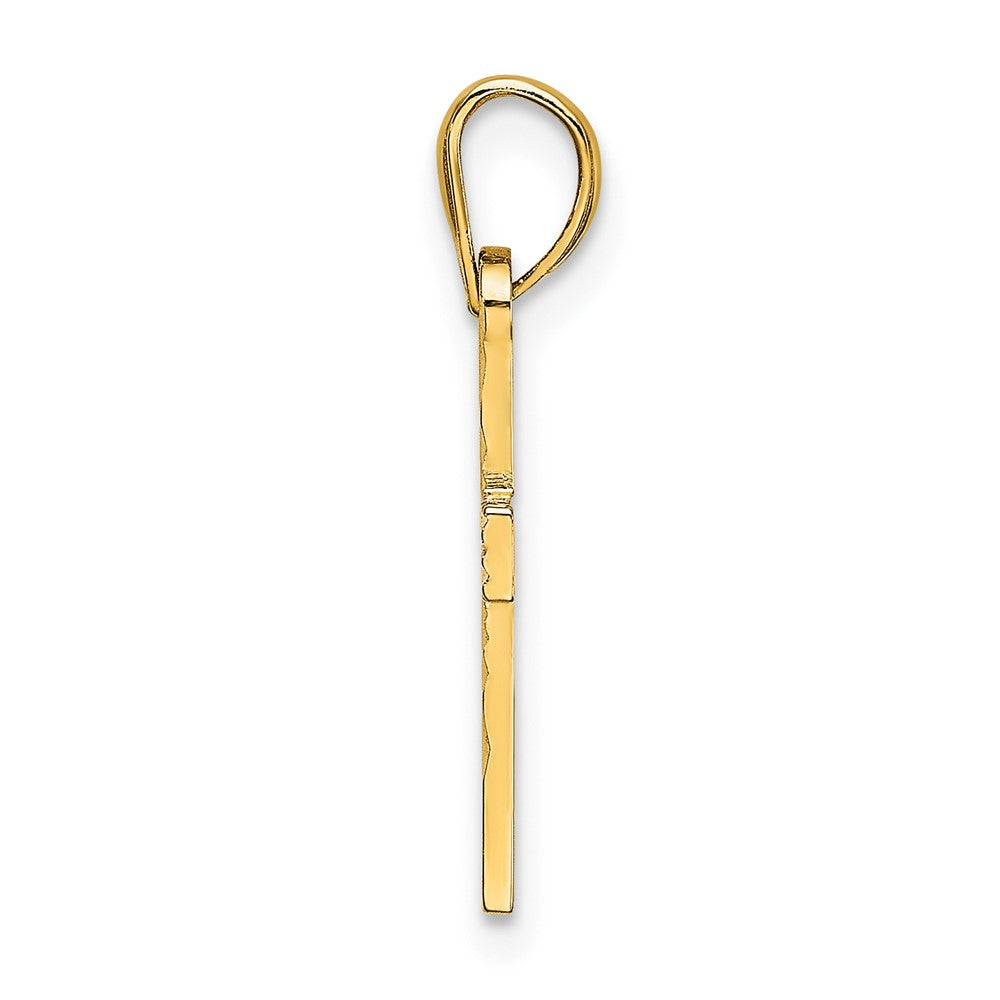 10K / 14K Yellow Gold Diamond-Cut Cross Charm - Product Photo