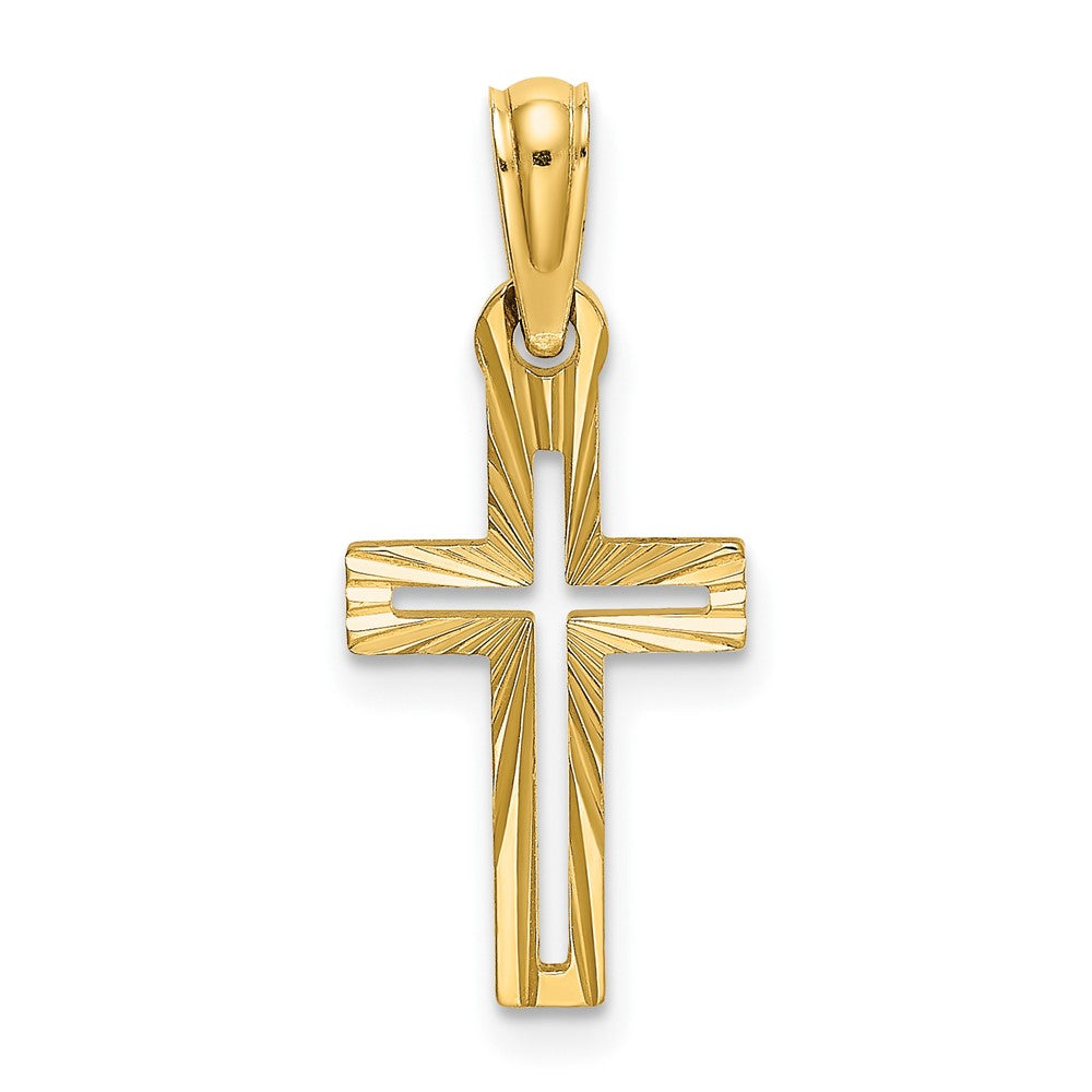 10K / 14K Yellow Gold Diamond-Cut Cross Charm - Product Photo