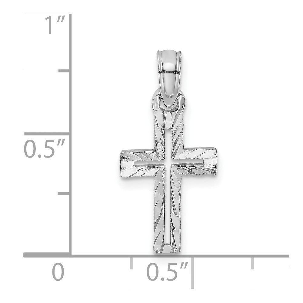 10K / 14K White Gold Diamond-Cut Cross Charm - Product Photo