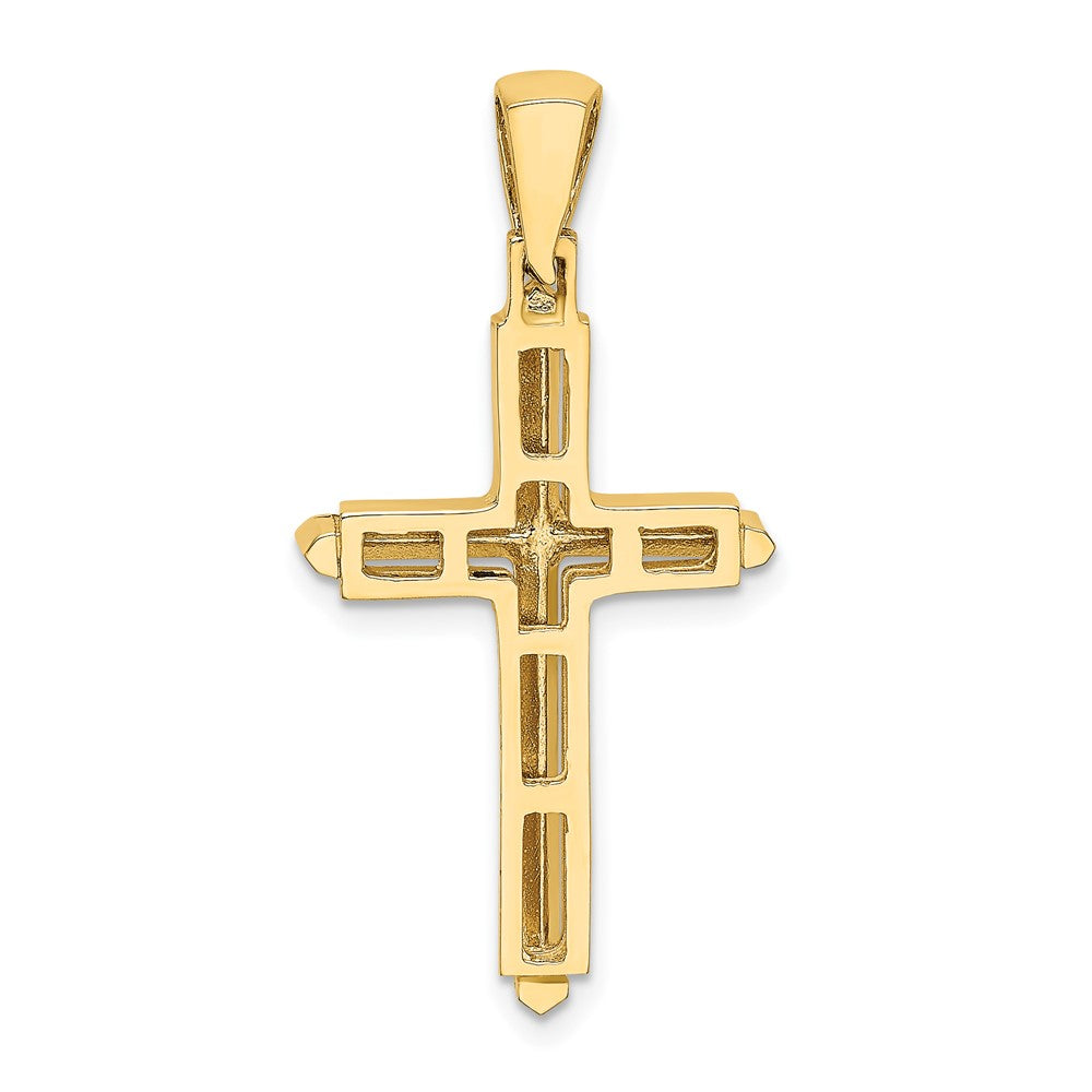 10K / 14K Yellow Gold Polished Cross Charm - Product Photo