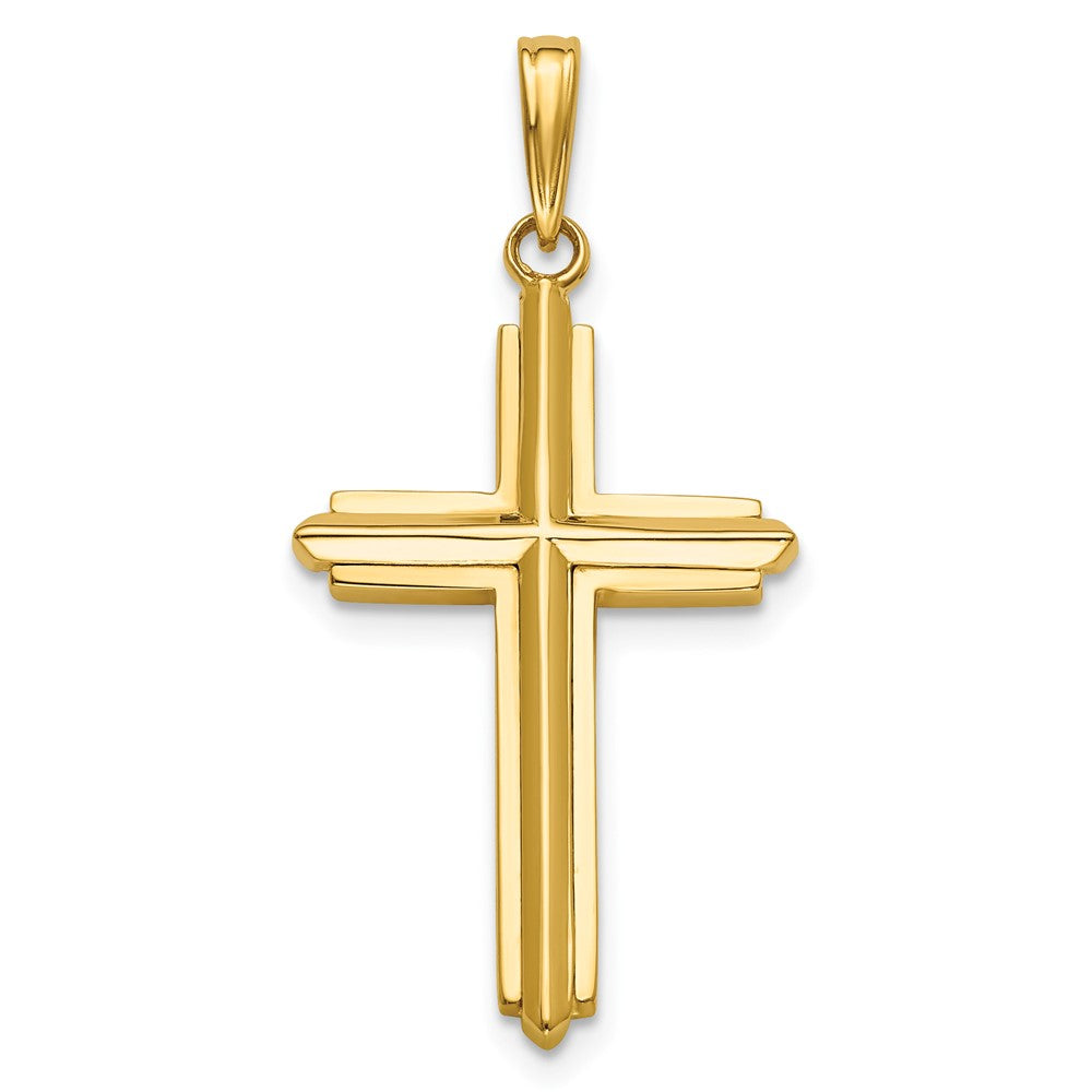 10K / 14K Yellow Gold Polished Cross Charm - Product Photo