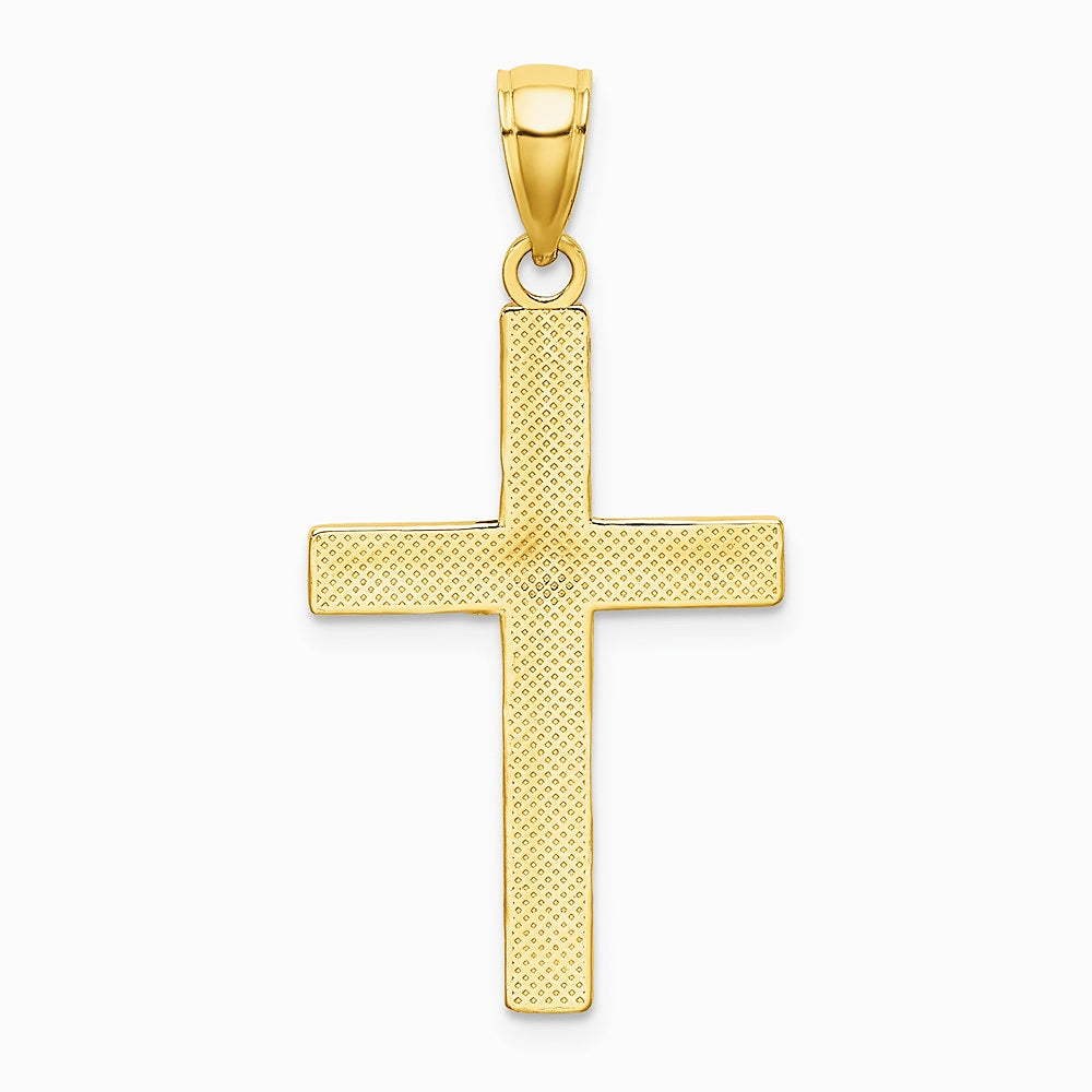 10K / 14K Yellow Gold Tubular Cross Pendant - Product Photo