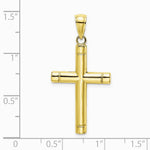 10K / 14K Yellow Gold Tubular Cross Pendant - Product Photo