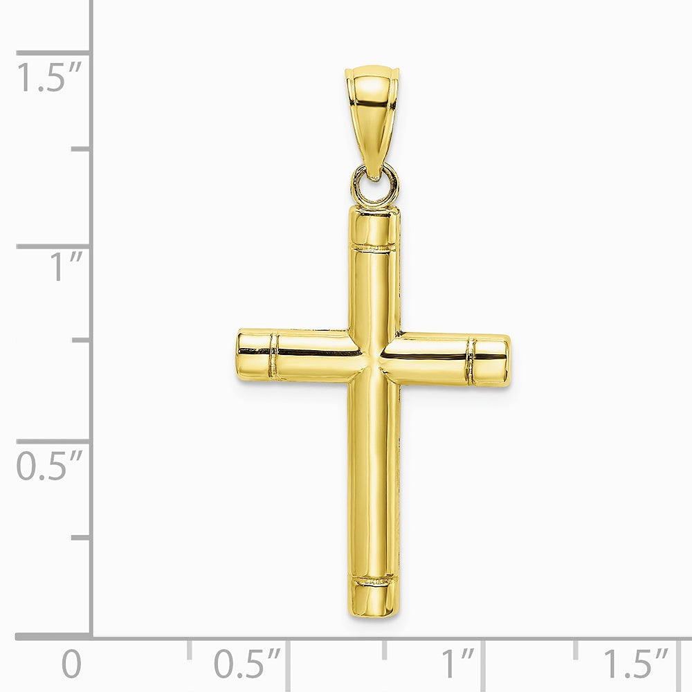 10K / 14K Yellow Gold Tubular Cross Pendant - Product Photo