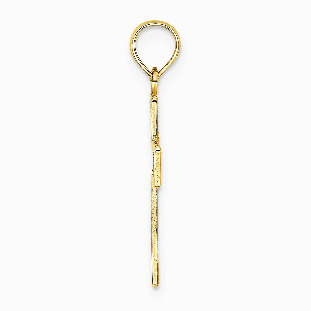 10K / 14K Yellow Gold Textured Lace Center Cross Charm - Product Photo