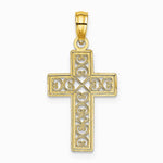 10K / 14K Yellow Gold Textured Lace Center Cross Charm - Product Photo