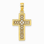 10K / 14K Yellow Gold Textured Lace Center Cross Charm - Product Photo