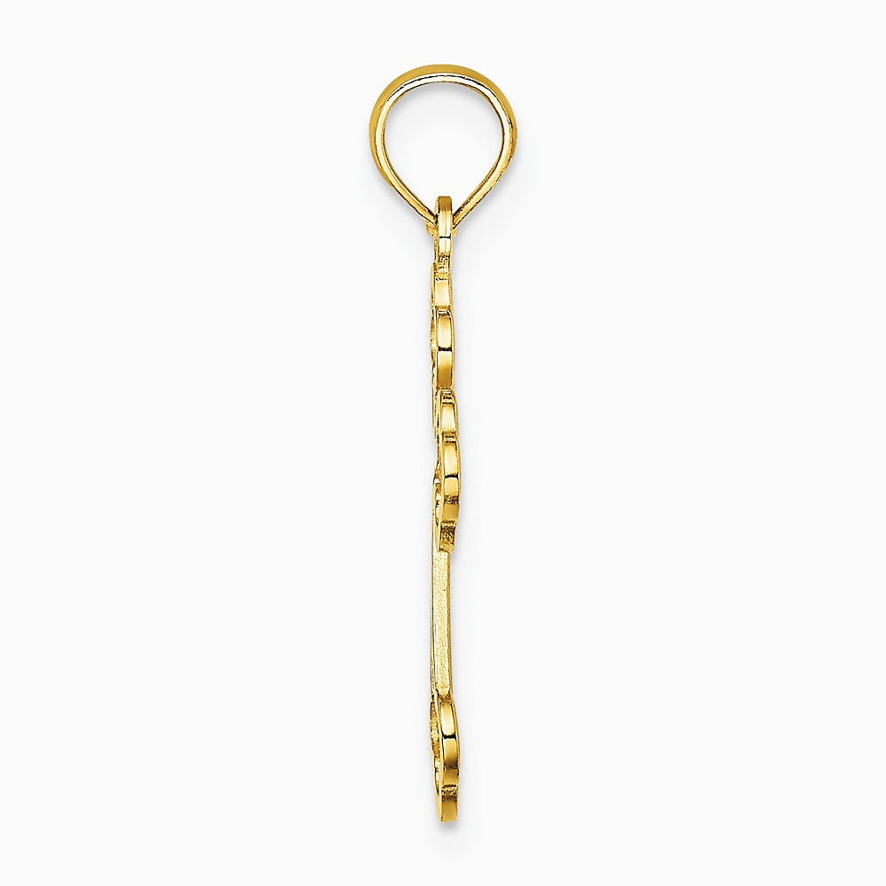10K / 14K Yellow Gold Lace Center Budded Cross Charm - Product Photo