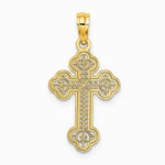 10K / 14K Yellow Gold Lace Center Budded Cross Charm - Product Photo