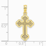 10K / 14K Yellow Gold Lace Center Budded Cross Charm - Product Photo