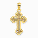 10K / 14K Yellow Gold Lace Center Budded Cross Charm - Product Photo