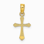 10K / 14K Yellow Gold Textured Mini Cross Charm - Product Photo