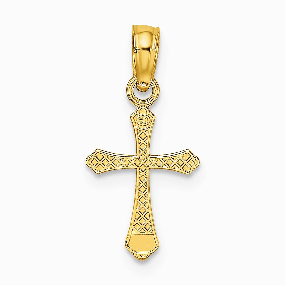 10K / 14K Yellow Gold Textured Mini Cross Charm - Product Photo