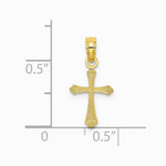 10K / 14K Yellow Gold Textured Mini Cross Charm - Product Photo