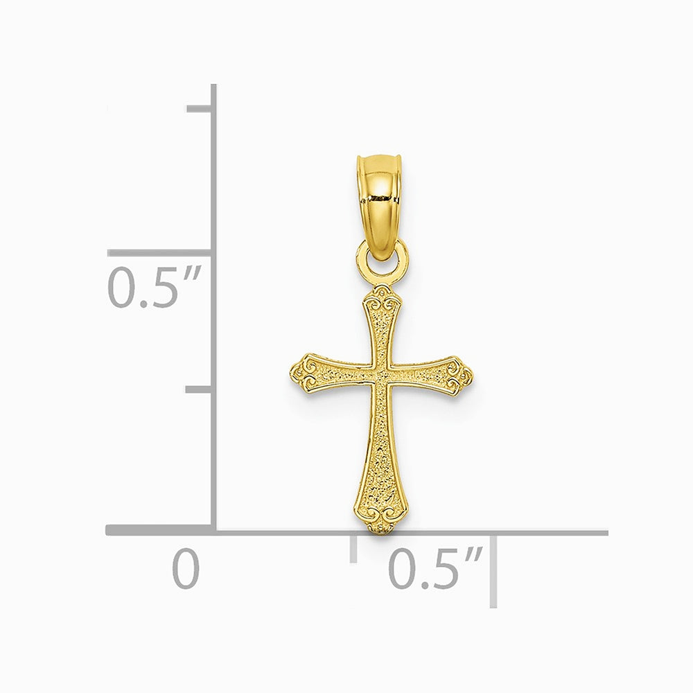 10K / 14K Yellow Gold Textured Mini Cross Charm - Product Photo