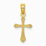 10K / 14K Yellow Gold Textured Mini Cross Charm - Product Photo