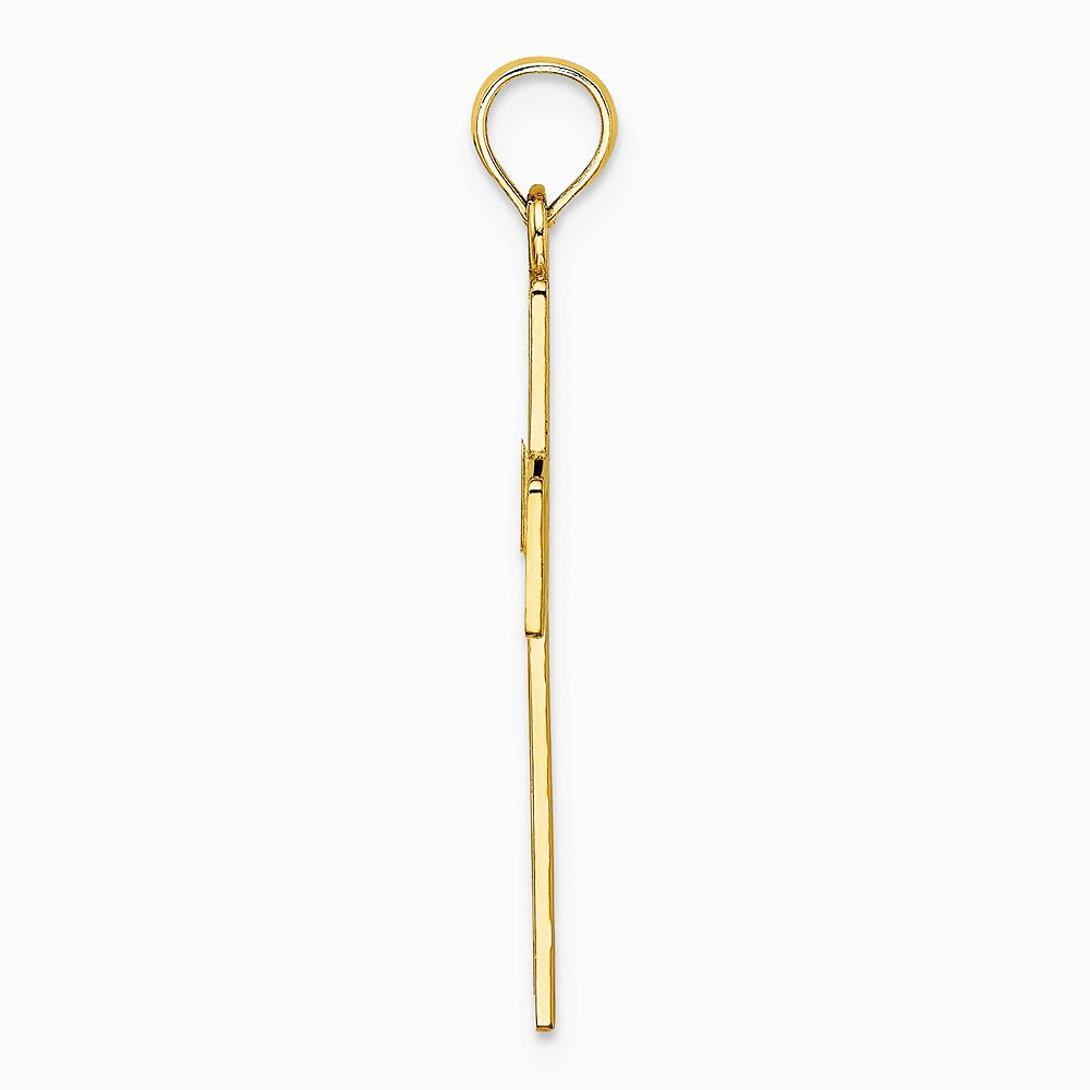 10K / 14K Yellow Gold Textured Lace Center Cross Charm - Product Photo
