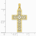 10K / 14K Yellow Gold Textured Lace Center Cross Charm - Product Photo