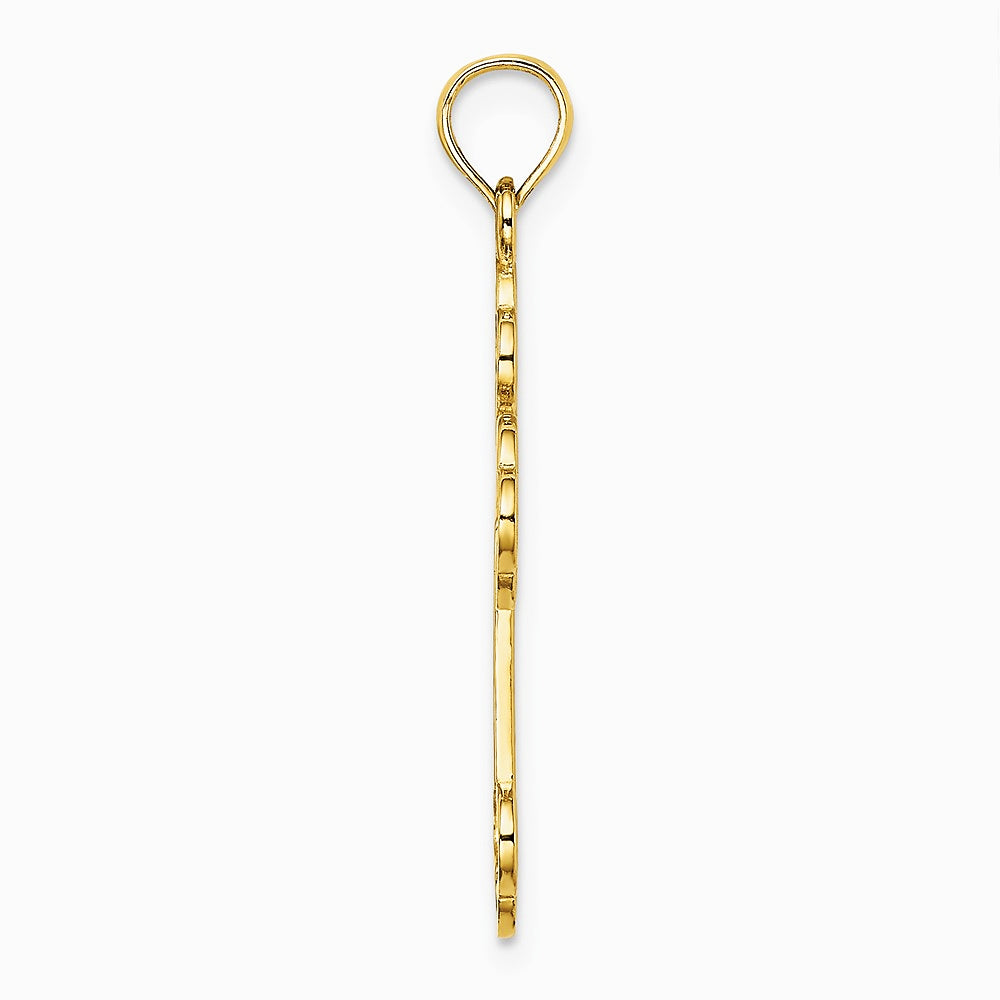 10K / 14K Yellow Gold Cut-Out Design Cross Charm - Product Photo
