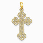 10K / 14K Yellow Gold Cut-Out Design Cross Charm - Product Photo