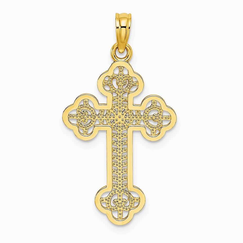 10K / 14K Yellow Gold Cut-Out Design Cross Charm