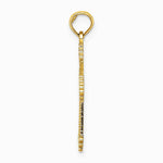 10K / 14K Yellow Gold Cut-Out Stripes Cross w/ Heart Charm - Product Photo