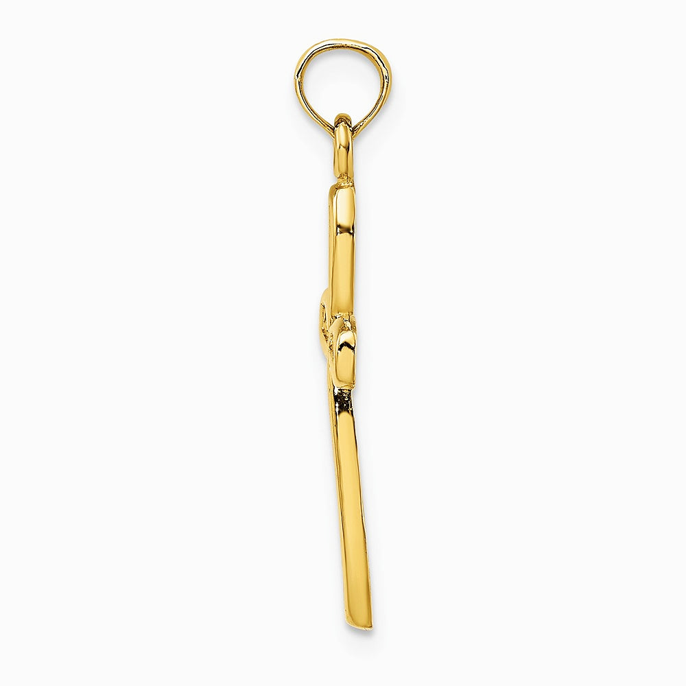 10K / 14K Yellow Gold Cross w/ Filigree Center Charm - Product Photo