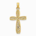 10K / 14K Yellow Gold Cross w/ Filigree Center Charm - Product Photo