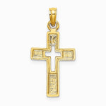 10K / 14K Yellow Gold Polished and Cut-Out Cross Charm - Product Photo
