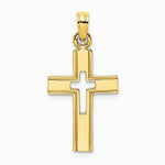 10K / 14K Yellow Gold Polished and Cut-Out Cross Charm - Product Photo