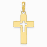10K / 14K Yellow Gold Polished Cut-Out Cross Charm - Product Photo