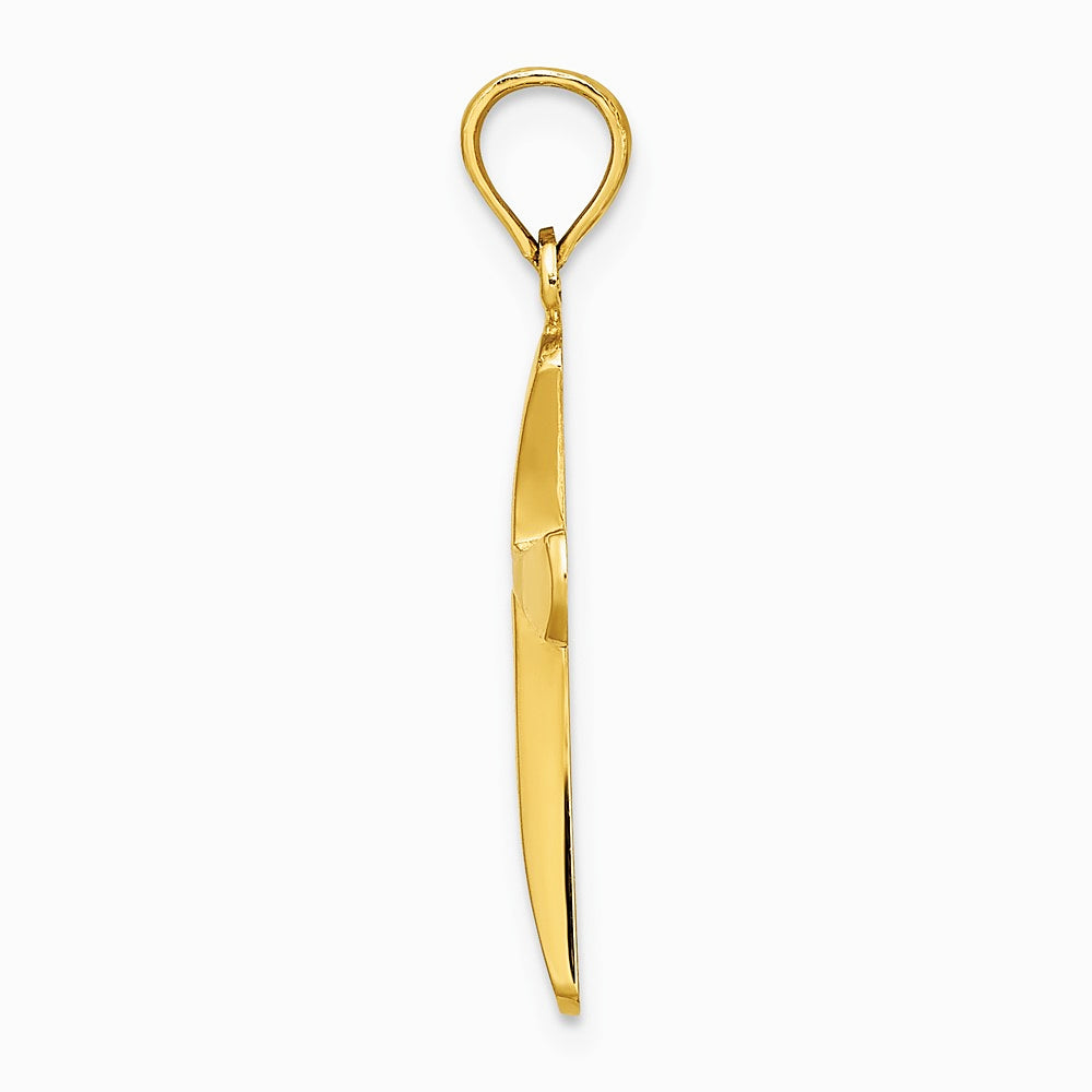 10K / 14K Yellow Gold Polished Beveled Cross w/ Round Tips Charm - Product Photo