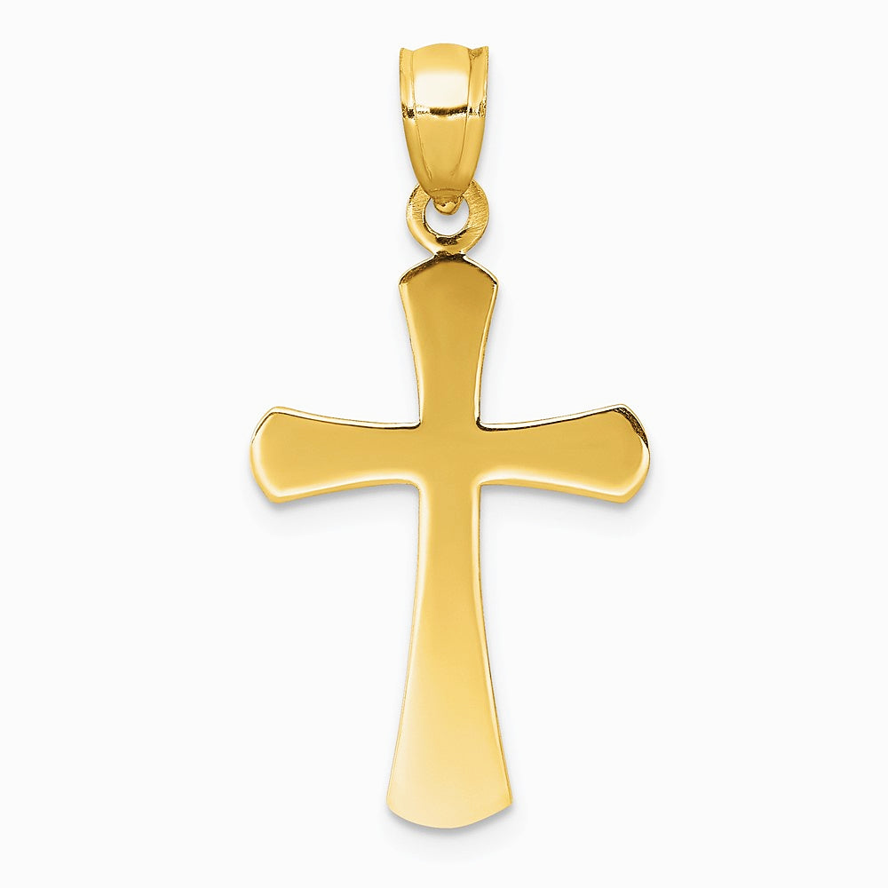 10K / 14K Yellow Gold Polished Beveled Cross w/ Round Tips Charm - Product Photo
