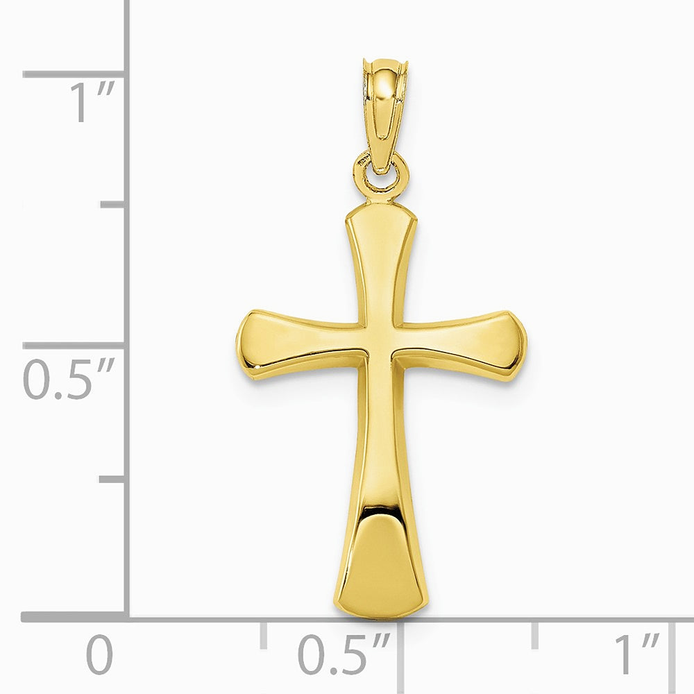 10K / 14K Yellow Gold Polished Beveled Cross w/ Round Tips Charm - Product Photo