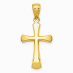 10K / 14K Yellow Gold Polished Beveled Cross w/ Round Tips Charm - Product Photo