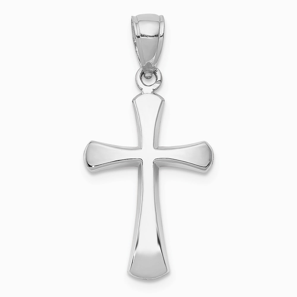 10K / 14K White Gold Polished Beveled Cross w/ Round Tips Charm - Product Photo