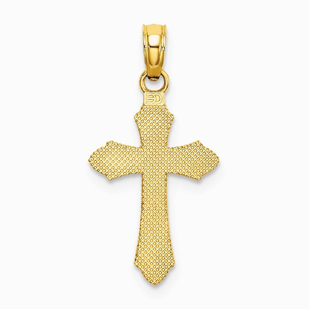 10K / 14K Yellow Gold Diamond-Cut w/ Beaded Edge Cross Charm - Product Photo