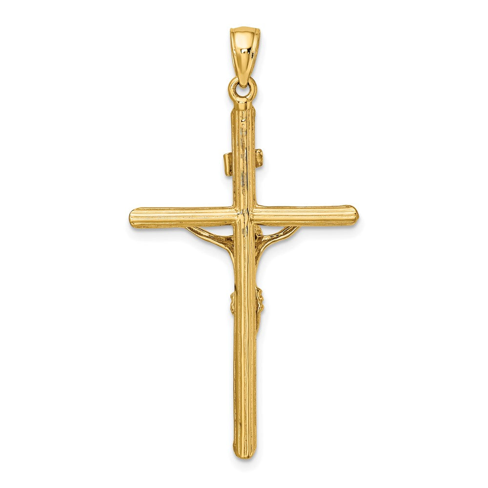 10K / 14K Yellow Gold Textured Crucifix Charm - Product Photo